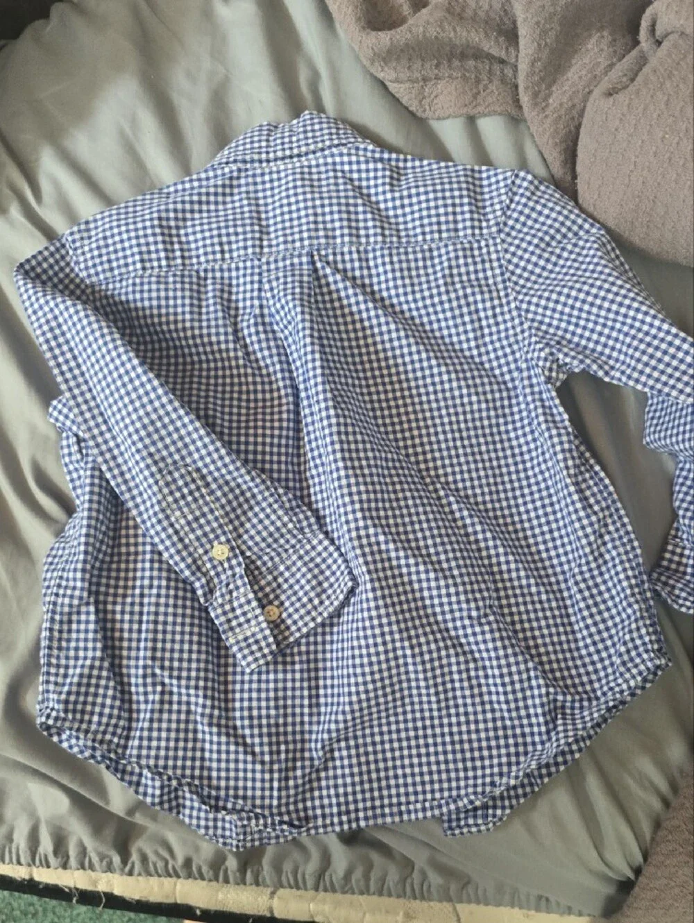 Ralph Lauren Blue and White Gingham Button-Down Shirt